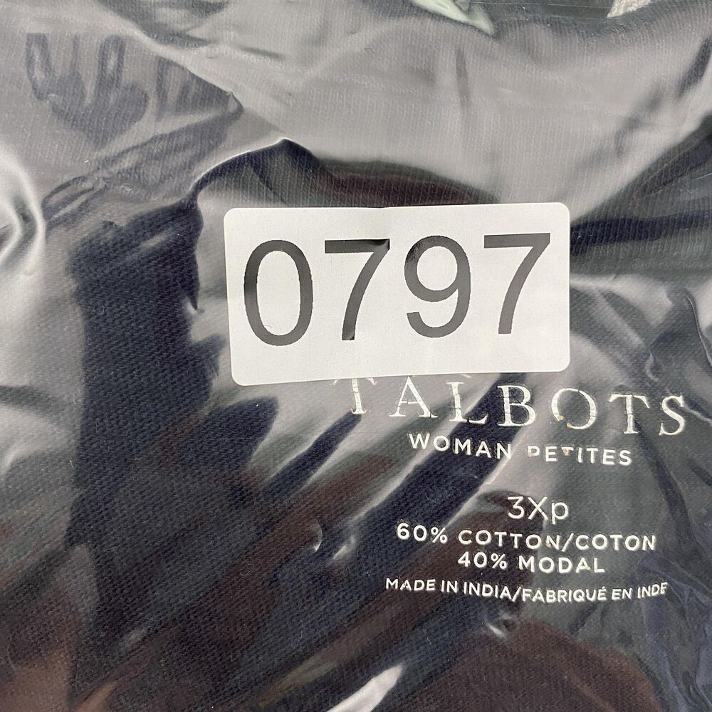 Talbots Navy Blue Top Split Neck Embroidered Cott… - image 7